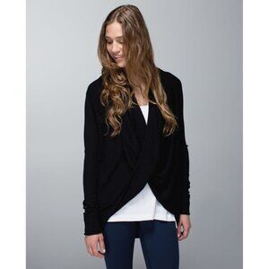 Lululemon Size 2? Black Iconic Sweater Wrap Cardigan Cashmere Blend GUC